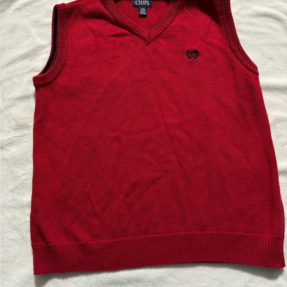Chaps Red V-Neck Sweater Classic Knit